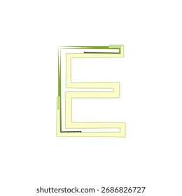 Modern Segmented Outline Letter E Vector Logo Element in Lime Green - Abstract Initial Monogram Icon Design for Ecology and Energy Branding