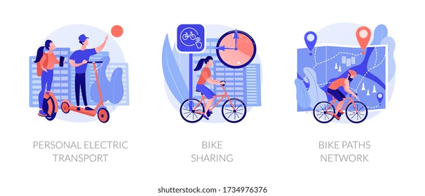 Modern self balancing unicycle, scooter rider. Ecological transportation means. Personal electric transport, bike sharing, bike paths network metaphors. Vector isolated concept metaphor illustrations