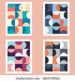 Modern Semi Circle Geometric Pattern Art Print No.3 Framed Art Prints, Wall Hangings, Posters, Vector Pattern Design, Graphic Design, Pattern Illustration, Abstract Shapes, Geometric Covers Set.