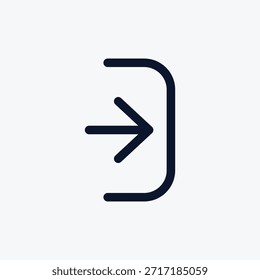 Icono de Vector de Iniciar sesión de Inicio de sesión semi redondeado moderno, con un elegante marco de puerta en forma de U y flecha direccional para el App móvil UI