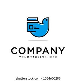 modern send card and bird logo
