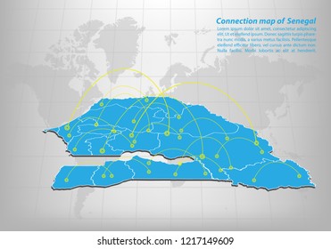 Modern of senegal Map connections network design, Best Internet Concept of senegal map business from concepts series, map point and line composition. Infographic map. Vector Illustration.