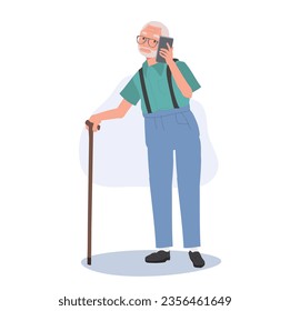 Modern Senior Lifestyle, Technology and elderly concept. Senior man using talking on Smartphone