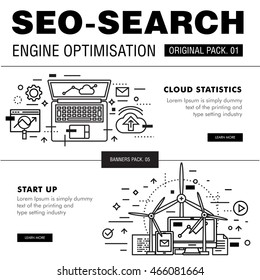 Modern seo development pack. Thin line icons optimization technology. Analytics internet collection future infographics industry elements. High quality vector symbol. Stroke pictogram for web design.