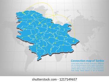 Modern of Serbia Map connections network design, Best Internet Concept of Serbia map business from concepts series, map point and line composition. Infographic map. Vector Illustration.
