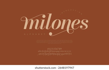 Fonte serif moderna com swashes graciosos e curvas, ótimo para marca de moda e cartazes