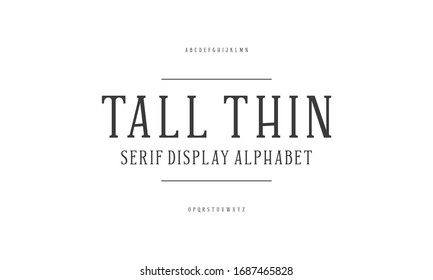 Modern serif typeface design set. Vector illustration of typography alphabet.