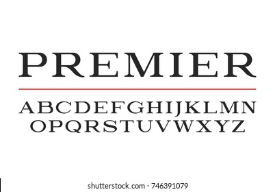 Diseño moderno de tipo serif. Fuente vectorial, letras alfabéticas, tipografía.