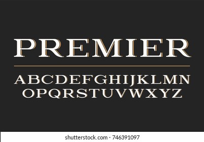 Modern serif typeface design. Vector font, alphabet letters, typography.