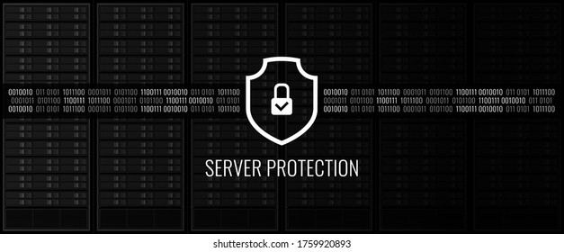Modern server protection. Vector. Black.