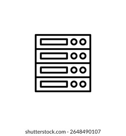 Modern Server Rack Illustration In Outline Style On Transparent Area