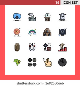 Modern Set of 16 Flat Color Filled Lines Pictograph of success; hit; living; goal; horror Editable Creative Vector Design Elements