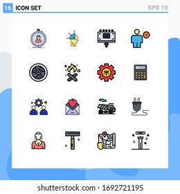 Modern Set of 16 Flat Color Filled Lines and symbols such as minus; delete; art; body; signboard Editable Creative Vector Design Elements