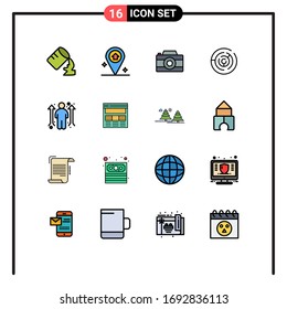 Modern Set of 16 Flat Color Filled Lines Pictograph of opportunity; career; picture; business opportunity; labyrinth Editable Creative Vector Design Elements
