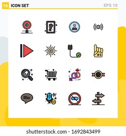 Modern Set of 16 Flat Color Filled Lines Pictograph of signal; basic; avatar; user; person Editable Creative Vector Design Elements