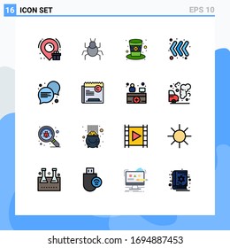 Modern Set of 16 Flat Color Filled Lines and symbols such as copy; conversation; hat; communication; keyboard Editable Creative Vector Design Elements