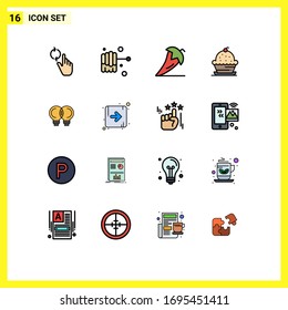 Modern Set of 16 Flat Color Filled Lines Pictograph of innovation; thanksgiving; ingredient; sweet; dessert Editable Creative Vector Design Elements