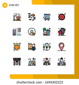 Modern Set of 16 Flat Color Filled Lines Pictograph of database; combination; under water; switch; training Editable Creative Vector Design Elements