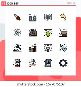 Modern Set of 16 Flat Color Filled Lines Pictograph of cycle; arrows; consumption; up; arrow Editable Creative Vector Design Elements