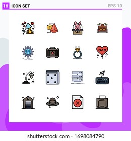 Modern Set of 16 Flat Color Filled Lines and symbols such as business; wedding; bascket; heart; bed Editable Creative Vector Design Elements