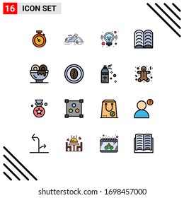 Modern Set of 16 Flat Color Filled Lines Pictograph of dinner; learn; tree; education; solution Editable Creative Vector Design Elements