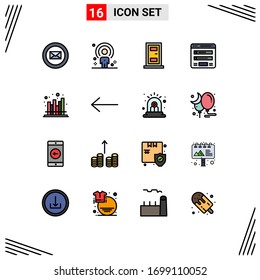 Modern Set of 16 Flat Color Filled Lines and symbols such as economics; web; construction; sitemap; form Editable Creative Vector Design Elements