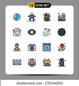 Modern Set of 16 Flat Color Filled Lines and symbols such as expansion; colony; bee; colonization; sweet Editable Creative Vector Design Elements