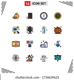 Modern Set of 16 Flat Color Filled Lines Pictograph of business; circle; arrow; spring; right Editable Creative Vector Design Elements