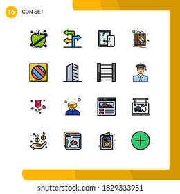 Modern Set of 16 Flat Color Filled Lines Pictograph of photo; full shadow; connection; shopping; easter Editable Creative Vector Design Elements