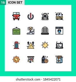 Modern Set of 16 Flat Color Filled Lines Pictograph of slash; no; power; disabled; play Editable Creative Vector Design Elements
