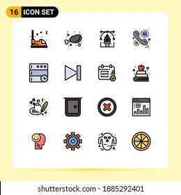 Modern Set of 16 Flat Color Filled Lines Pictograph of hours; faq; fresh; customer; graphic Editable Creative Vector Design Elements