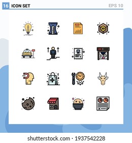 Modern Set of 16 Flat Color Filled Lines Pictograph of printing; statistics; sharpener; paper; finance Editable Creative Vector Design Elements