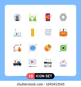 Modern Set of 16 Flat Colors and symbols such as glass; alcohol; festival; user interface; basic Editable Pack of Creative Vector Design Elements
