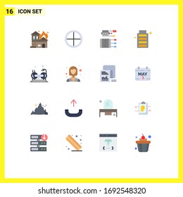 Modern Set of 16 Flat Colors and symbols such as environment; ecology; target; battery; needles Editable Pack of Creative Vector Design Elements