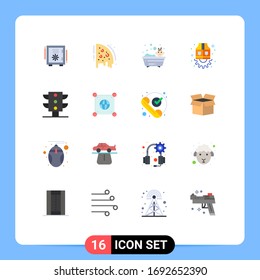 Modern Set of 16 Flat Colors and symbols such as light; labour; party; labor; shower Editable Pack of Creative Vector Design Elements
