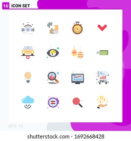 Modern Set of 16 Flat Colors and symbols such as car; down; clock; direction; arrow Editable Pack of Creative Vector Design Elements