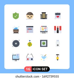 Modern Set of 16 Flat Colors and symbols such as site; sauna; office; bathhouse; secure Editable Pack of Creative Vector Design Elements