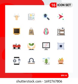 Modern Set of 16 Flat Colors Pictograph of right; direction; notification; arrows; ecommerce Editable Pack of Creative Vector Design Elements