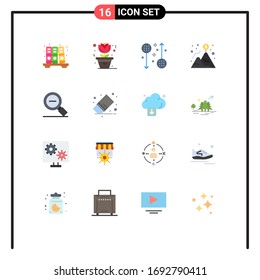Modern Set of 16 Flat Colors and symbols such as magnify; dollar; fitness; success; flag Editable Pack of Creative Vector Design Elements