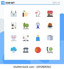 Modern Set of 16 Flat Colors Pictograph of exparimant physics; physics; psychology; expariment; store Editable Pack of Creative Vector Design Elements