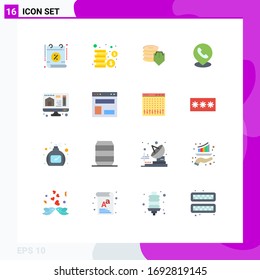 Modern Set of 16 Flat Colors and symbols such as printing; location; shield; map; telephone Editable Pack of Creative Vector Design Elements