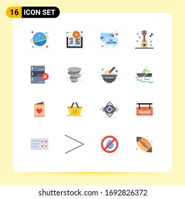 Modern Set of 16 Flat Colors and symbols such as storm; data; news update; cancel; music Editable Pack of Creative Vector Design Elements