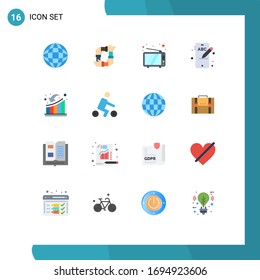 Modern Set of 16 Flat Colors and symbols such as down; phone; team; education; device Editable Pack of Creative Vector Design Elements