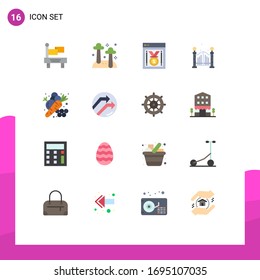 Modern Set of 16 Flat Colors and symbols such as food; carrot; web performance; agriculture; life Editable Pack of Creative Vector Design Elements
