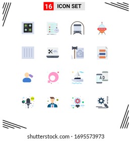 Modern Set of 16 Flat Colors and symbols such as alien; ship; metro; space; vehicles Editable Pack of Creative Vector Design Elements