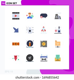 Modern Set of 16 Flat Colors and symbols such as smoke; pollution; office; factory; message Editable Pack of Creative Vector Design Elements