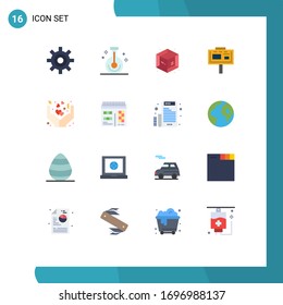 Modernes Set von 16 Flachfarben, Bild der Pflege; Werbung; Wissenschaft; Zeichenbrett; Mainboard Editable Pack von Design-Elementen für kreative Vektorillustration