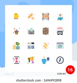 Modern Set of 16 Flat Colors and symbols such as presentation; business; motel; business man; doctor Editable Pack of Creative Vector Design Elements