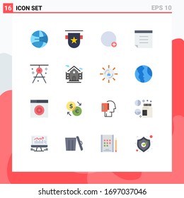 Modern Set of 16 Flat Colors and symbols such as drafting; compass; basic; architecture; note Editable Pack of Creative Vector Design Elements