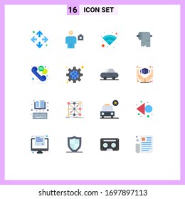 Modern Set of 16 Flat Colors and symbols such as telephone; line; technology; chat; paper Editable Pack of Creative Vector Design Elements